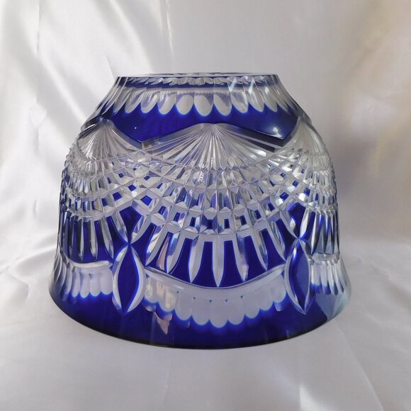 Very Large Blue Cut to Clear Bowl # 22353 - Picture 6 of 7